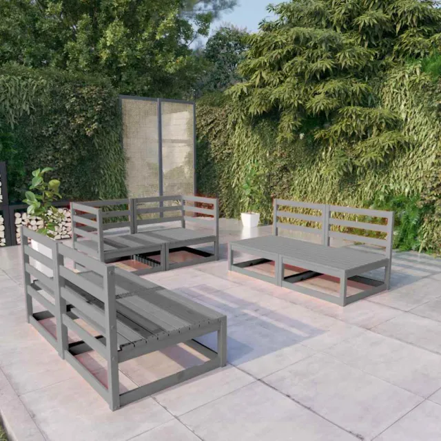 vidaXL 6-delige Loungeset massief grenenhout grijs, foto 2