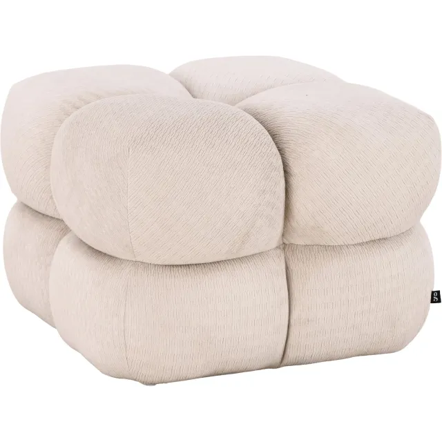 Goossens Poef Mona - beige - stof - 60 x 40 x 60