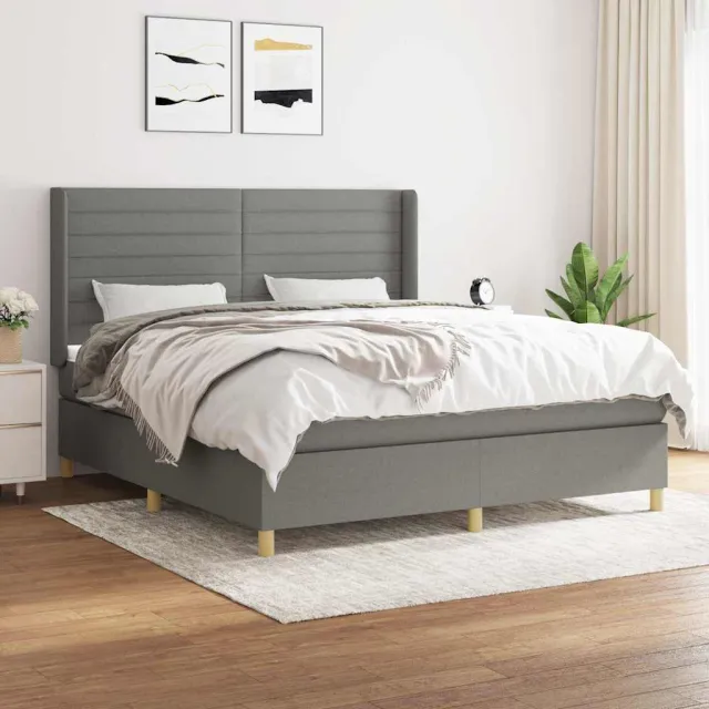 vidaXL Boxspring met matras stof donkergrijs 160x200 cm grijs