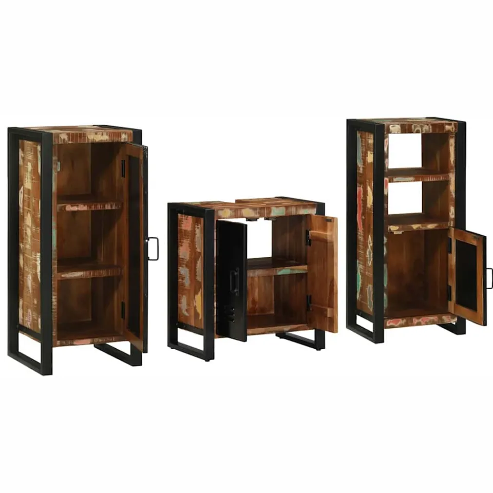 vidaXL Badkamermeubelset 3 st Multikleur en Zwart 40 x 35 x 90 cm, foto 2