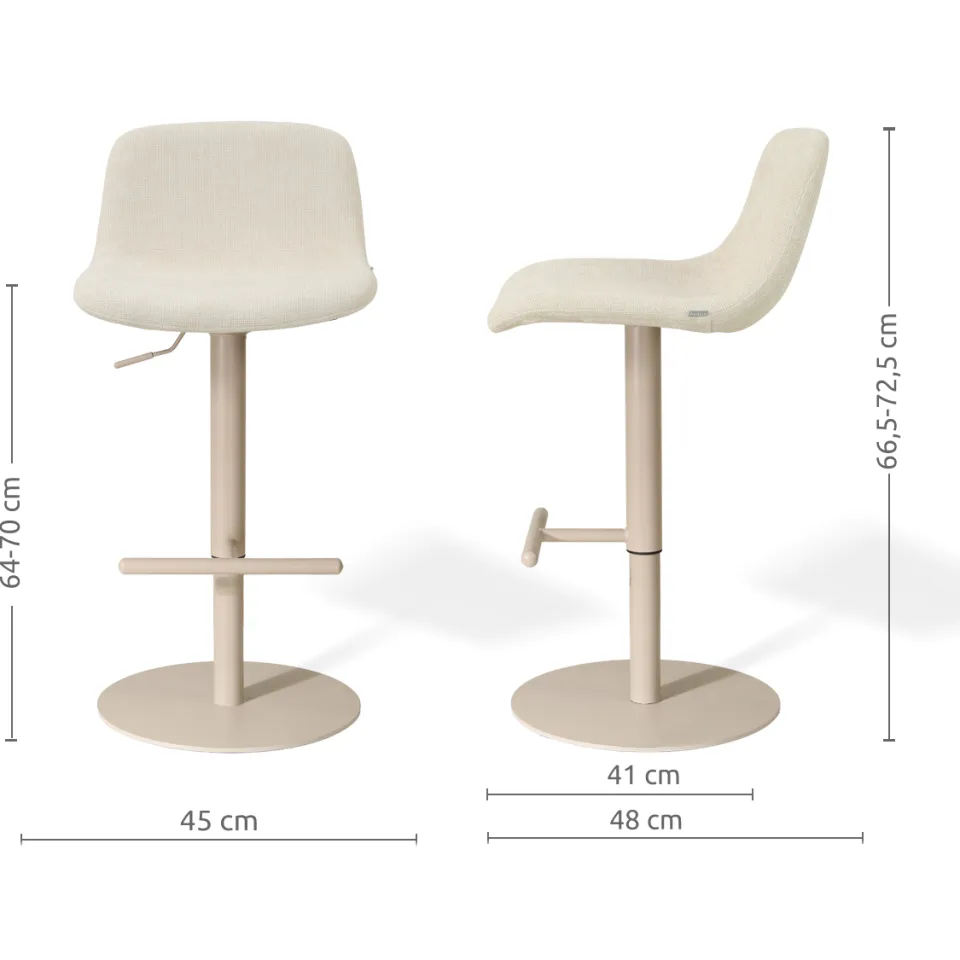 Nolon Niva-Mats draaibare tulp barkruk cottonbeige - verstelbaar - beige onderstel, foto 2