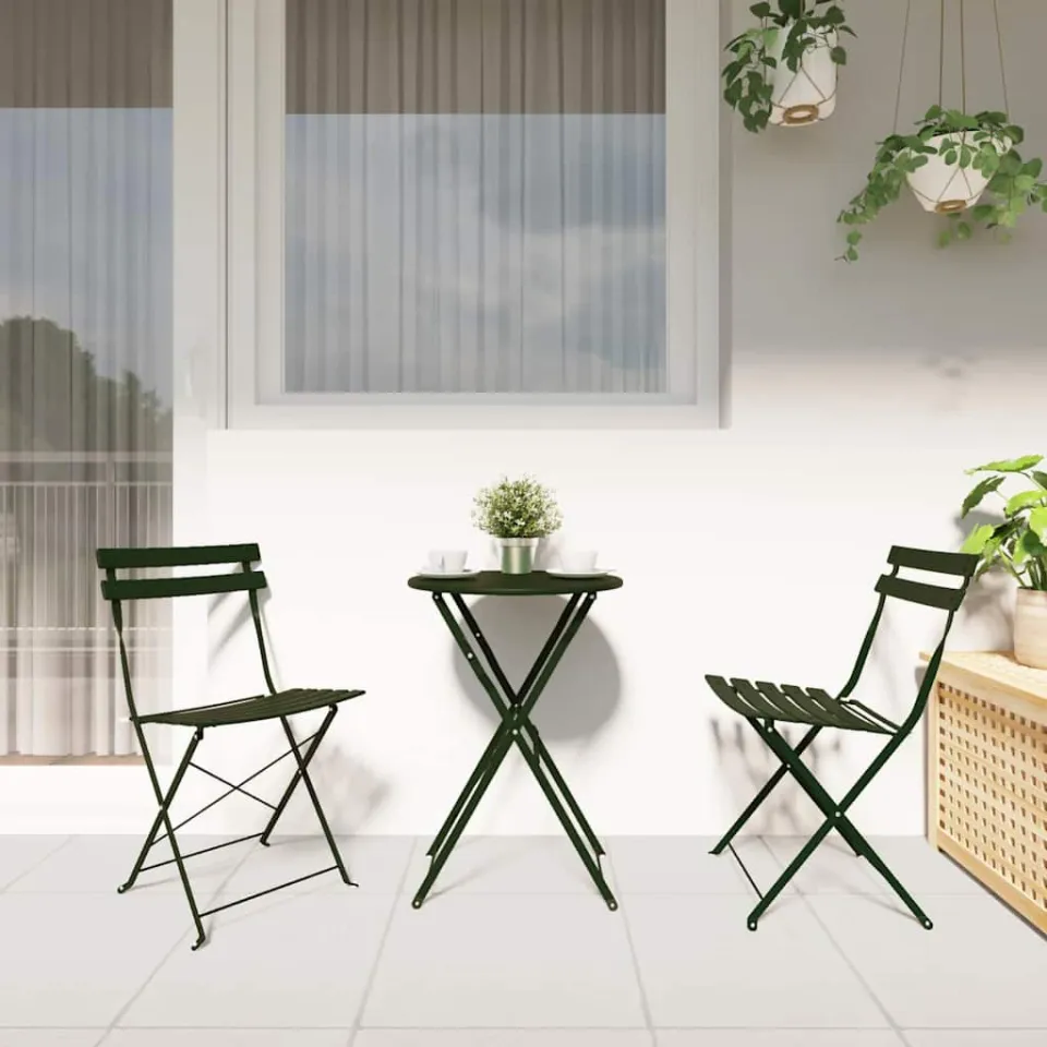 vidaXL Vouw Bistro Set 3 st Bossen Staal bosgroen, foto 4