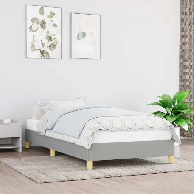 vidaXL Bedframe zonder matras 90x200 cm stof lichtgrijs