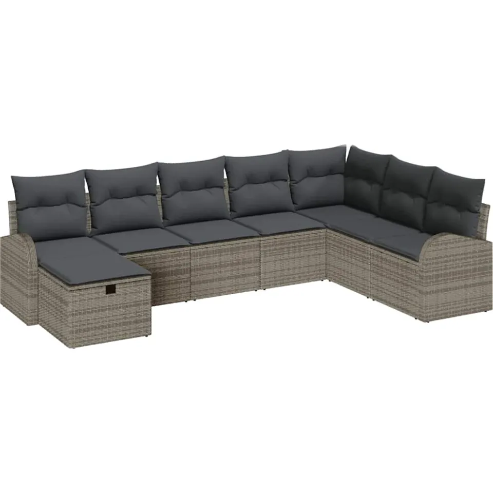 vidaXL Tuin Sofa Set 8 st Grijs poly rattan