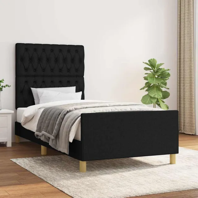 vidaXL Bedframe zonder matras 90x200 cm stof zwart
