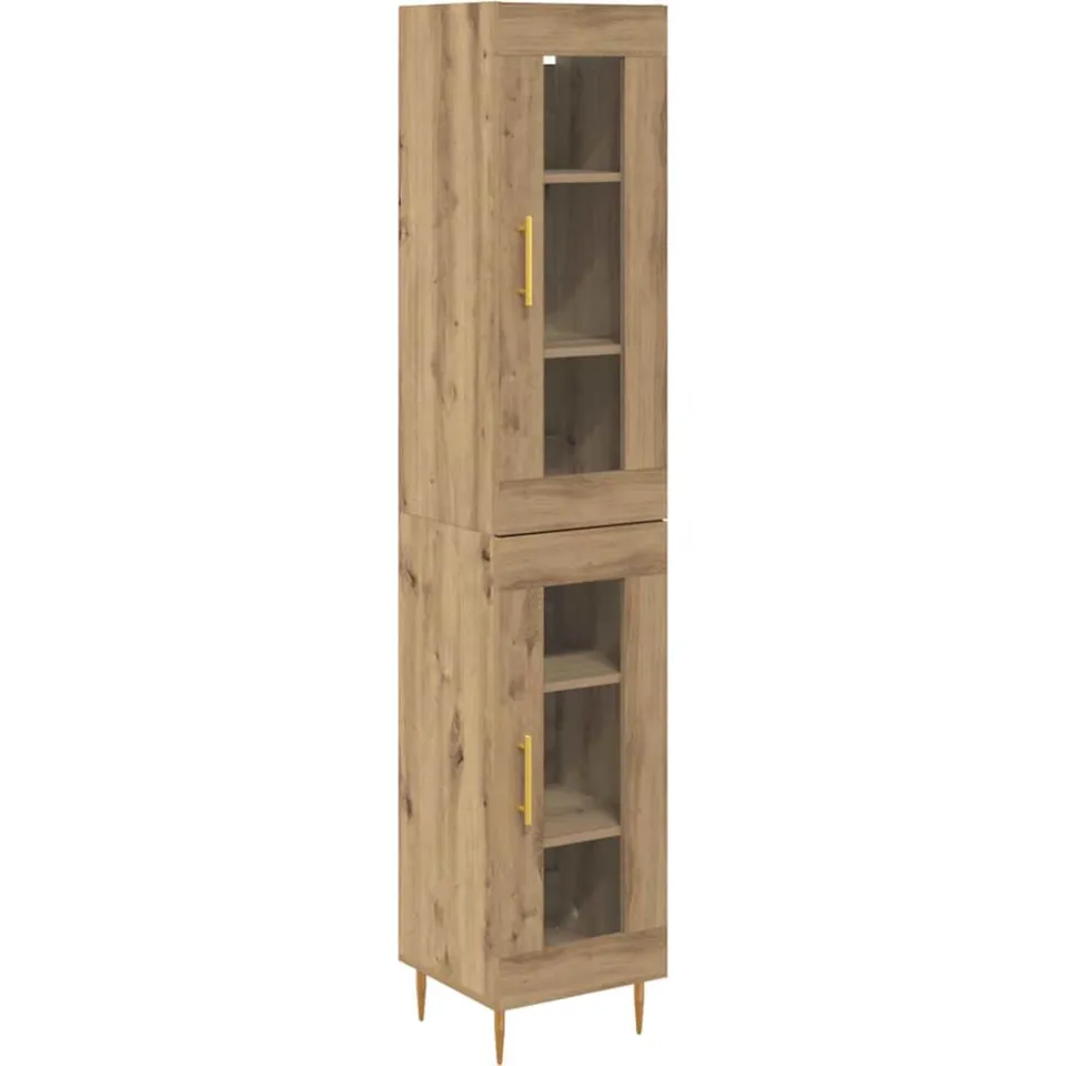 vidaXL Hoge kast 2 st Artisan Eiken 34,5 x 34 x 180 cm Bewerkt hout, foto 3
