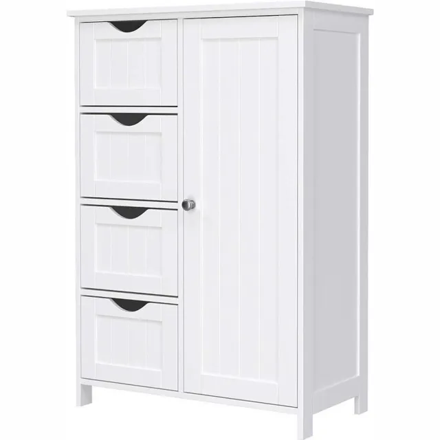 Acaza Houten ladekast met 4 Lades / Korven en Deur - 55x30x81cm - MDF - Wit