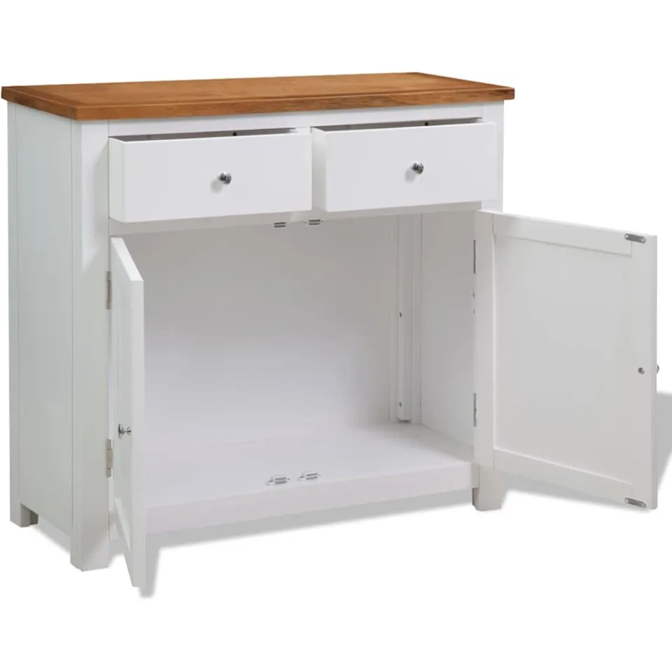 vidaXL Dressoir 90x33,5x83 cm massief eikenhout, foto 2