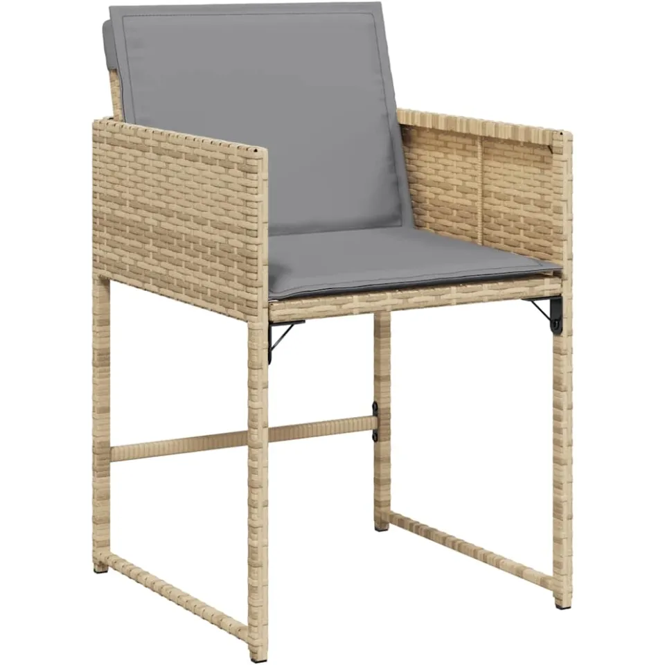 vidaXL 11-delige Tuinset met kussens poly rattan gemengd beige