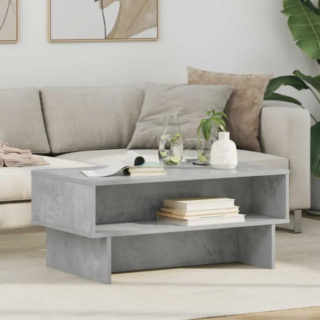 vidaXL Salontafel Beton Grijs 80 x 46 x 35 cm Bewerkt hout, foto 2
