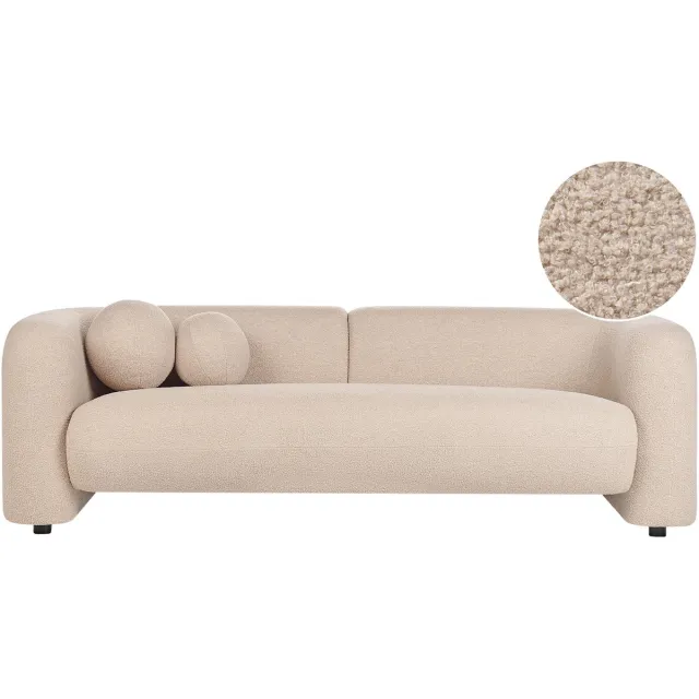 Beliani LEIREN - Driezitsbank - Beige - Bouclé