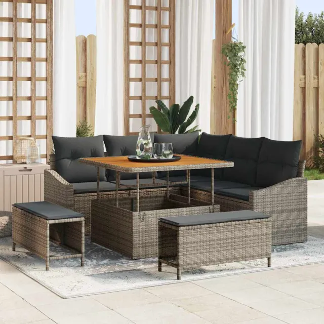vidaXL Tuinbankenset 8 st Grijs poly rattan, foto 2