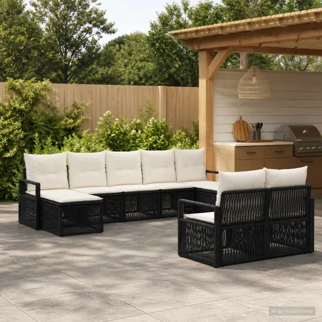 vidaXL Tuinbankenset 9 st 9-zits Zwart poly rattan, foto 2