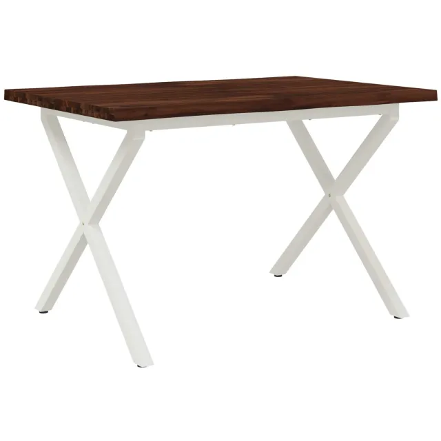 vidaXL Eettafel - met - levendige - rand - 110 - x - 55 - x - 75 - cm Donkerbruin en Wit