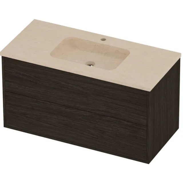 Proline Rollo Badmeubelset Hardsteen Elegant 100x46x54 cm Sand Stone Mokka Oak Eiken