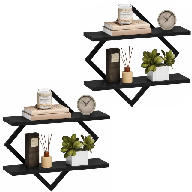 PIPIPOXER Wandplank - Zwevende - Wandrek - Boekenplank - set van 2 -voor woonkamer, slaapkamer, keuken - Hout - zwart