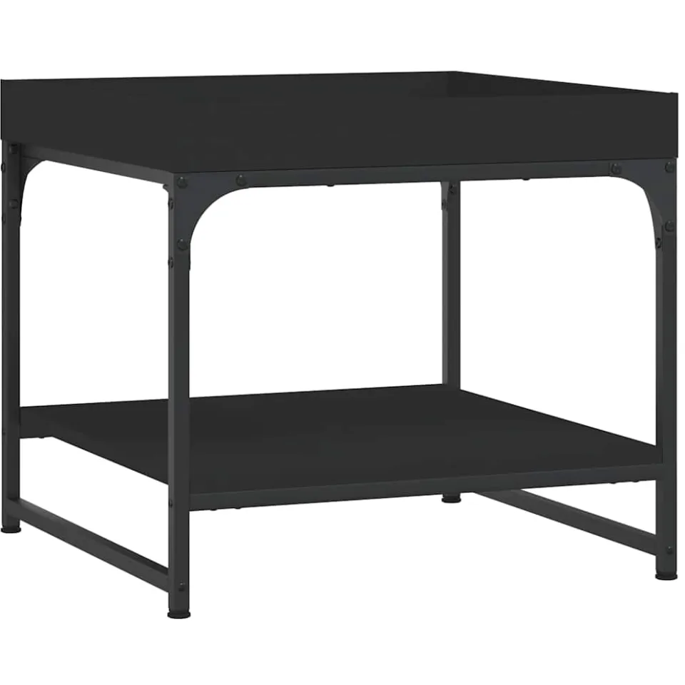 vidaXL Salontafel 49,5x49,5x45 cm bewerkt hout zwart, foto 3