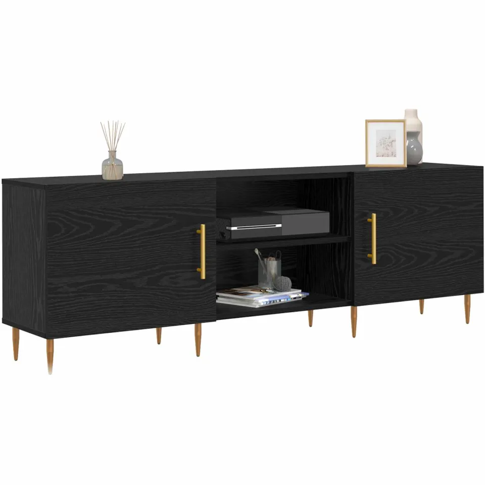 vidaXL TV-kast 150 x 30 x 50 cm Zwart eiken Bewerkt hout