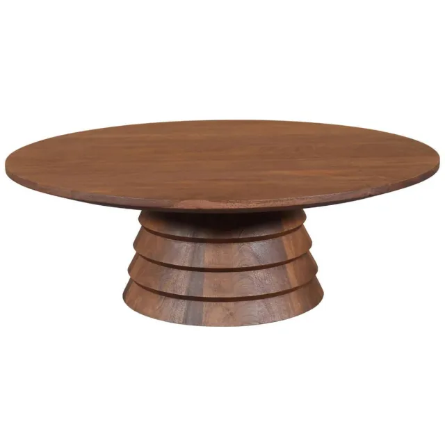 Giga Meubel Salontafel Marín - Rond Donkerbruin Mangohout - 90x90x31cm