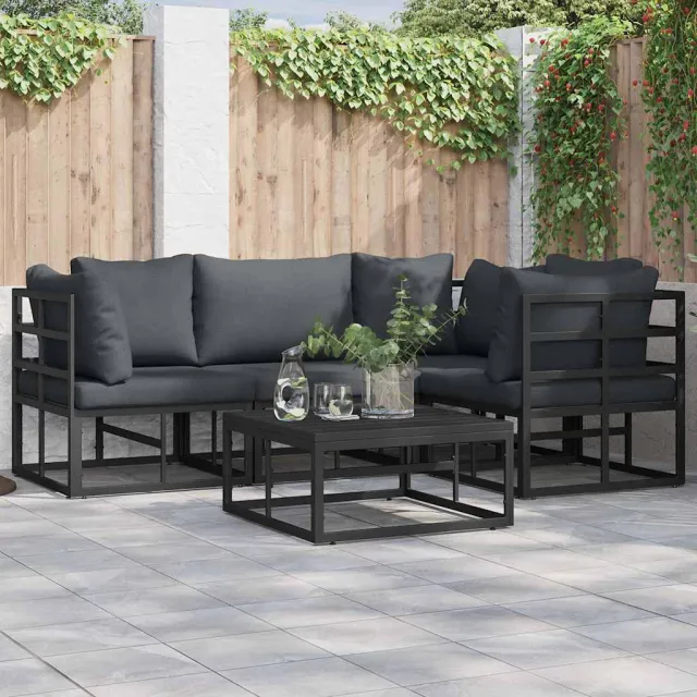 vidaXL Tuinbankenset 4 st Zwart Aluminium, foto 2