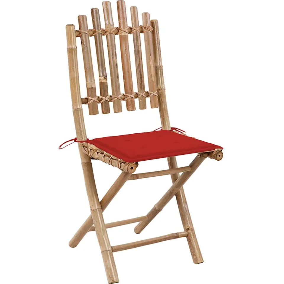 vidaXL 5-delige Tuinset inklapbaar met kussens bamboe rood, foto 3