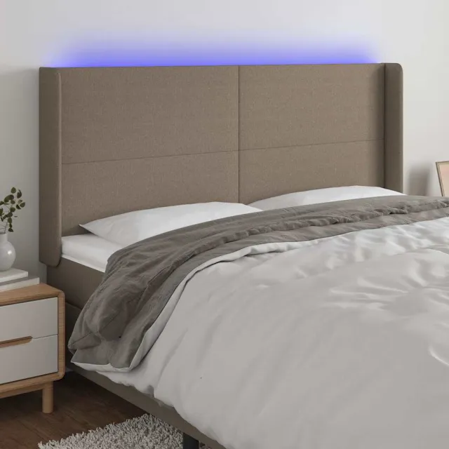 vidaXL Hoofdbord LED 183x16x118/128 cm stof taupe