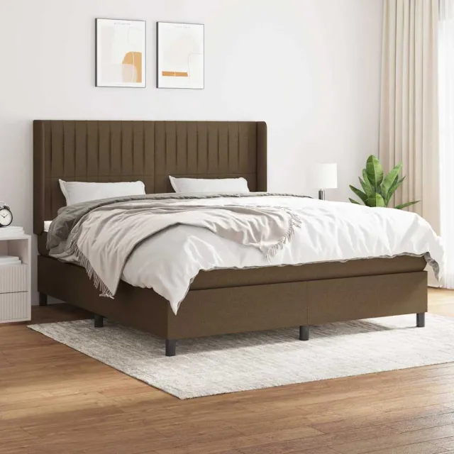 vidaXL Boxspring met matras stof donkerbruin 160x200 cm bruin