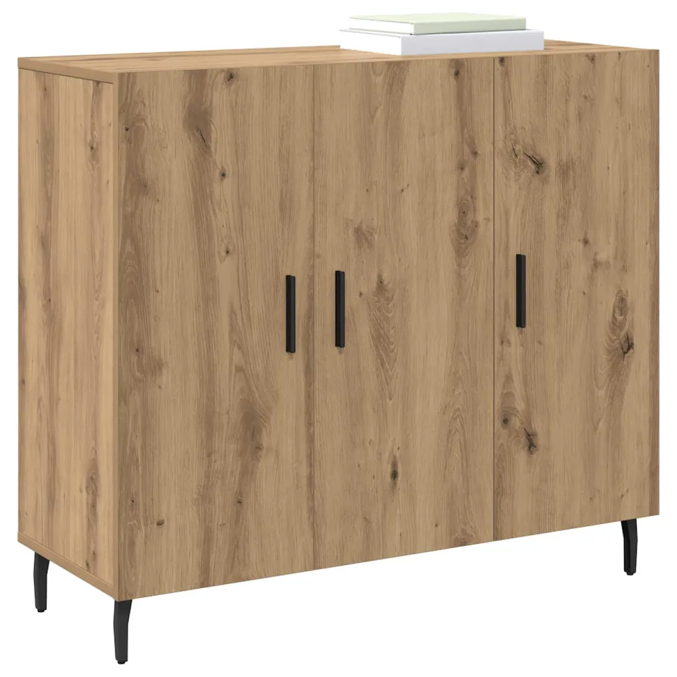 vidaXL Dressoir Artisan Eiken 90 x 34 x 80 cm Bewerkt hout Bruin