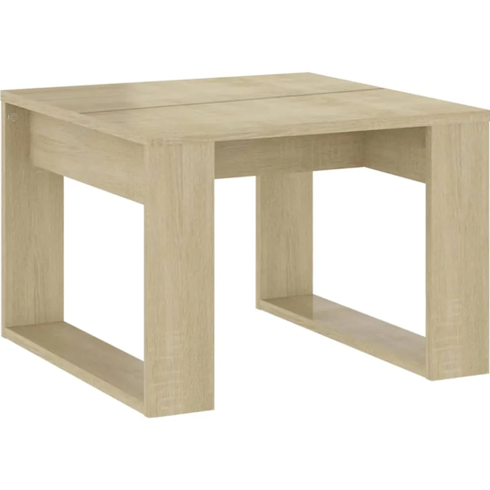 vidaXL Bijzettafel 50x50x35 cm bewerkt hout sonoma eikenkleurig Bruin