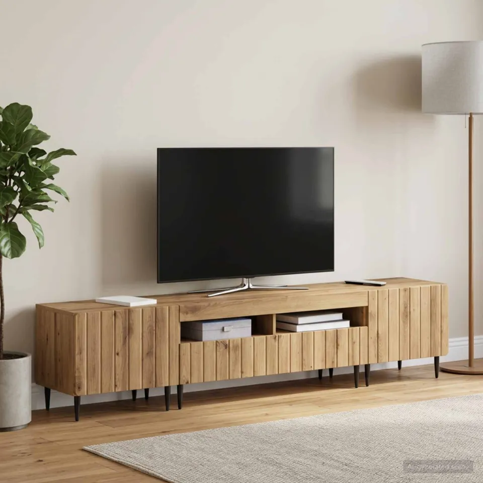 vidaXL 3-delige LED TV-kast ZWOLLE Artisanaal eiken Bewerkt hout, foto 3