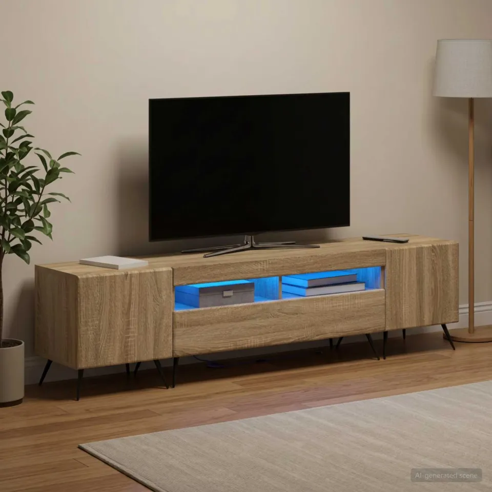 vidaXL LED tv-meubel BREDA 3 st Sonoma Eiken Bewerkt hout, foto 3