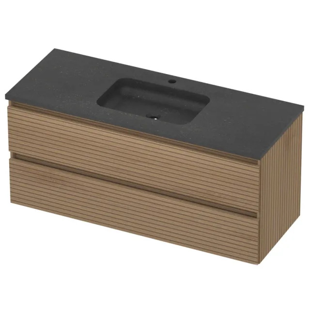 Basic-Line Rocky 46 Badmeubelset Hardsteen 1 Kraangat 120x46x54 cm Lamello Oak Blue Stone Grijs