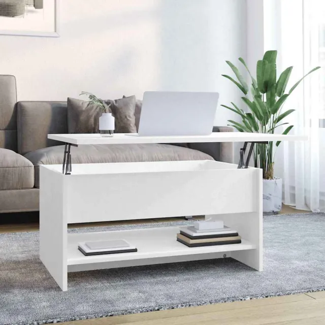vidaXL Salontafel 80x50x40 cm bewerkt hout wit, foto 2