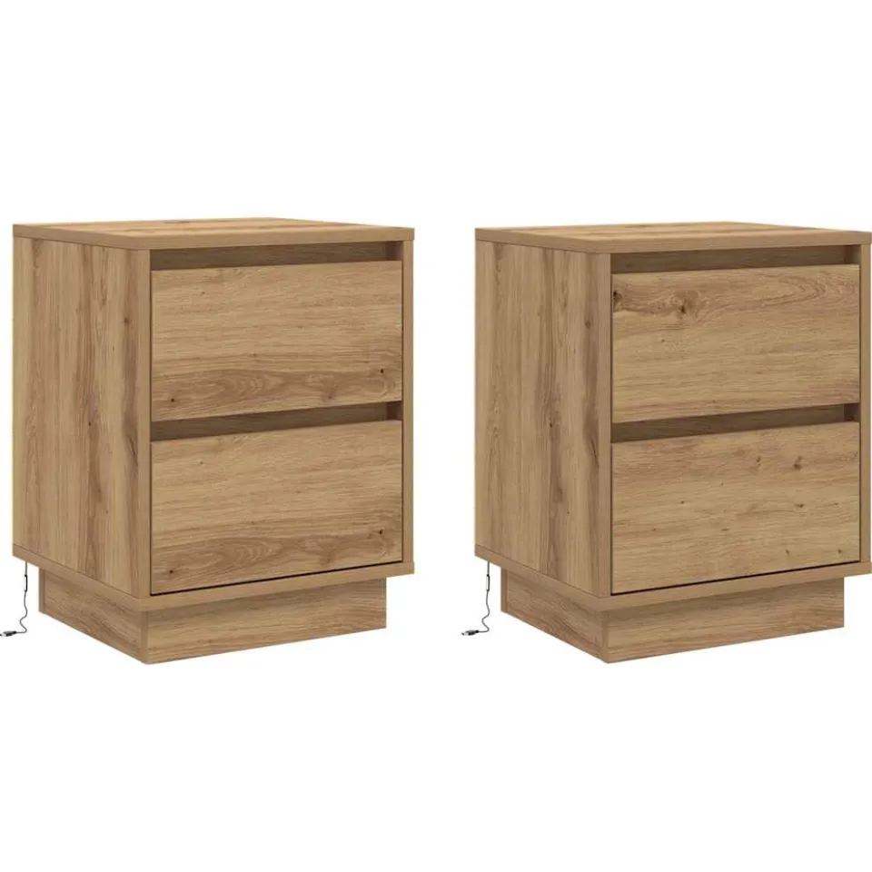 vidaXL Nachtkastje 2 st Artisan Eiken 39 x 34,5 x 50 cm Bewerkt hout, foto 3
