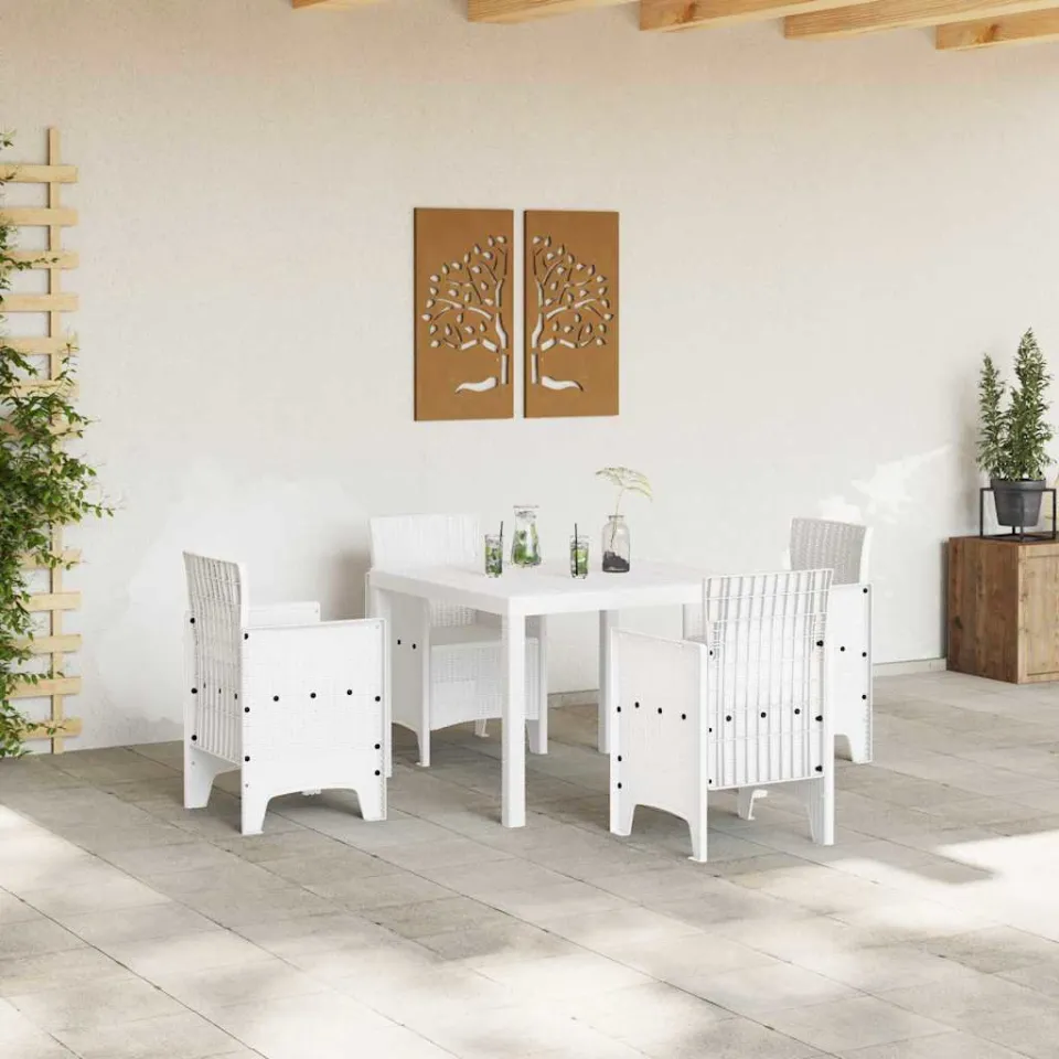 vidaXL Tuin Eetset 5 st Wit Polypropyleen, foto 3