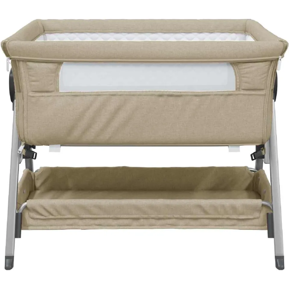 vidaXL Babybox met matras linnen taupe, foto 2