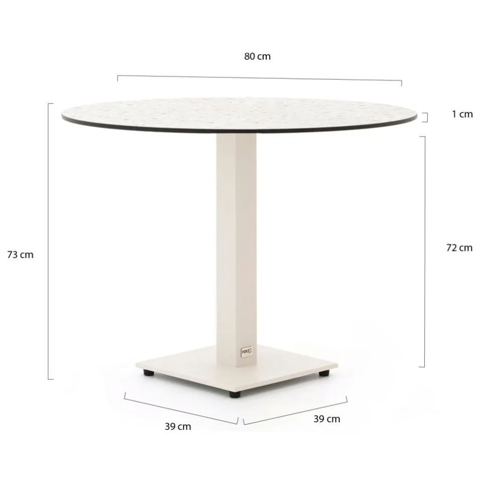 Forza Furniture Forza Orta tuintafel ø80cm (h:73cm) wit, foto 2