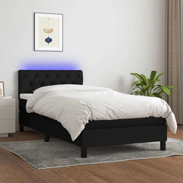 vidaXL Boxspring met matras en LED stof zwart 80x200 cm