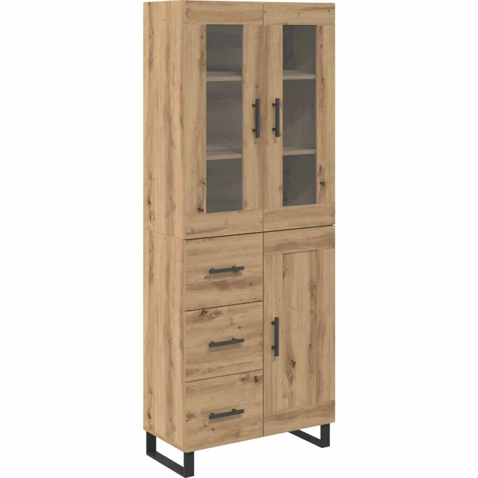 vidaXL Hoge kast 2 st Artisan Eiken 69,5 x 34 x 180 cm Bewerkt hout, foto 3