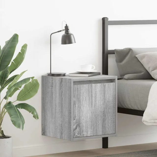 vidaXL Nachtkastjes 2 st wandgemonteerd 38x34x40 cm grijs sonoma eiken, foto 2