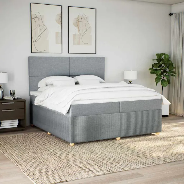 vidaXL Boxspring met matras stof lichtgrijs 200x200 cm grijs