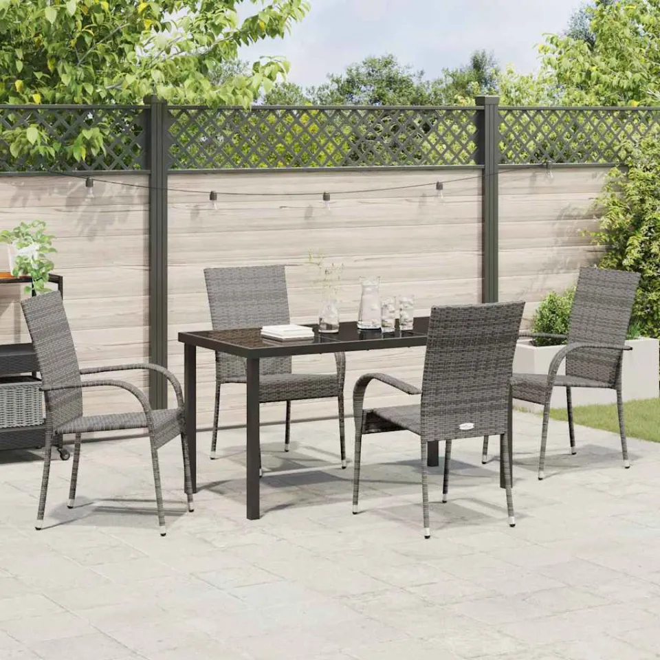 vidaXL Tuin eettafelset 5 st Grijs Gepoedercoat staal, foto 3