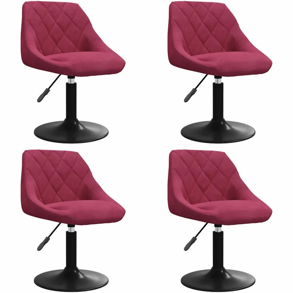 vidaXL Eetkamerstoelen draaibaar 4 st fluweel wijnrood