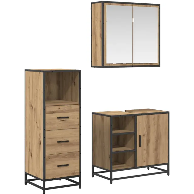 vidaXL Badkamermeubelset 3 st Artisan Eiken 65 x 33 x 60 cm Bruin