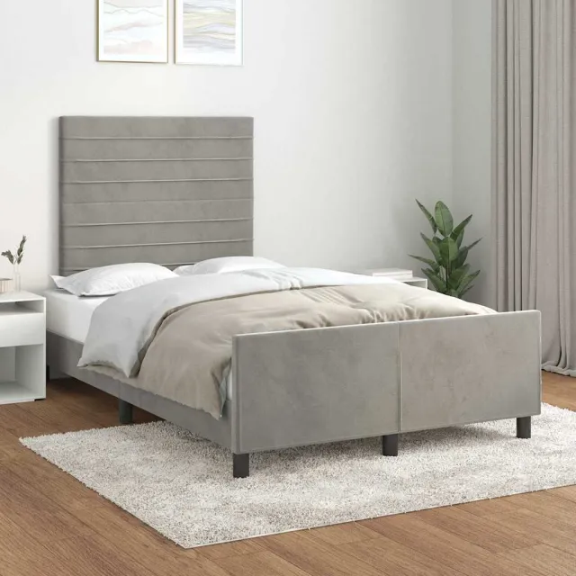 vidaXL Bedframe zonder matras 120x200 cm fluweel lichtgrijs grijs