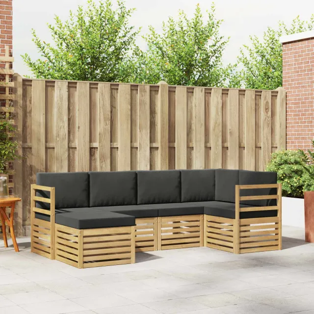 vidaXL Buiten bankenset 6 st 5-zits Wit en antracietkleurig Polyester