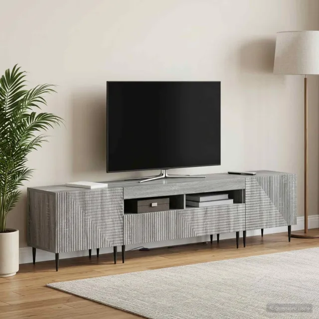 vidaXL 3-delige LED TV-kast Grijs Sonoma Bewerkt hout