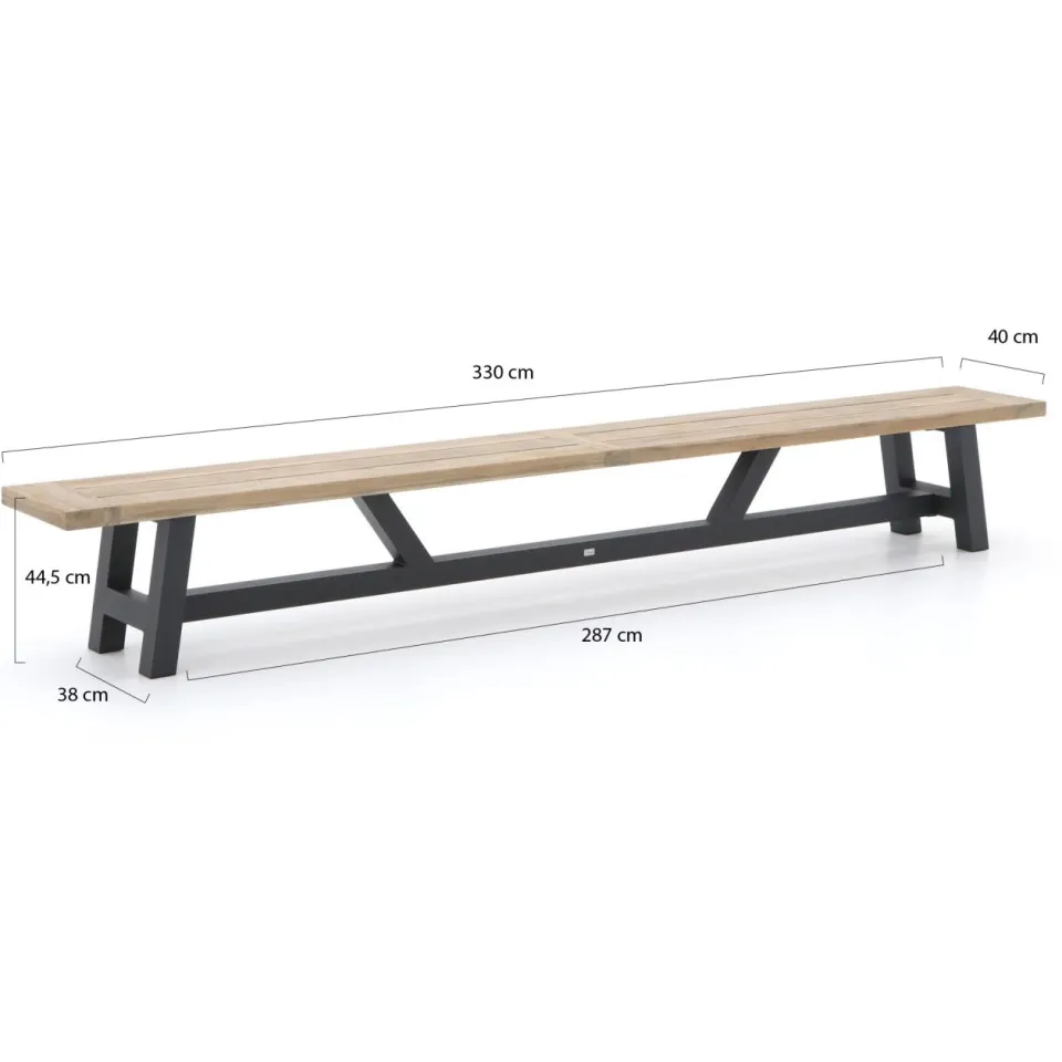 Manifesto Furniture Manifesto Rivola/Bresimo 330cm dining tuinset met bank 6-delig grijs, foto 3