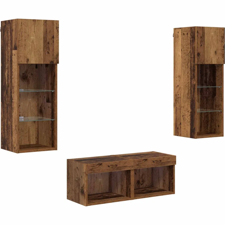 vidaXL TV Wandkasten 4 st Artisan Eiken Bewerkt hout, foto 3