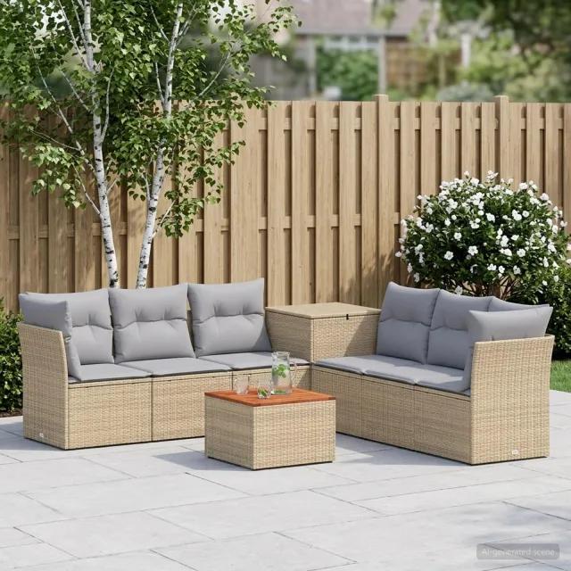 vidaXL Bankstel 8 st Beige en Licht Grijs 55 x 55 x 37 cm